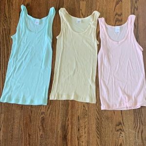 Blue, tan, and pink tang top